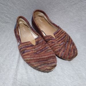 Rainbow Toms 7.5 Knit Flats Slip On Shearling